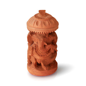 Karnataka Handcrafted Wooden Kumkum Box (Ganesh Carved Design)